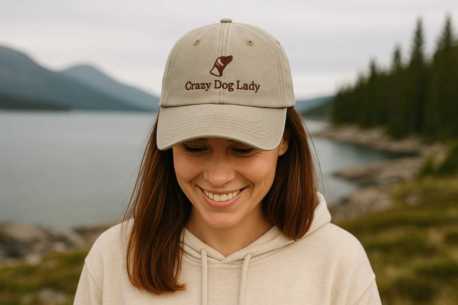 woman wearing united by dogs hat